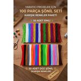 Özgürce Renkli Tel Çubuk Şönil 30CM 100'LÜ Paket, Yaratıcı Sanat Malzemeleri - Açık Bej - Seçenek 1
