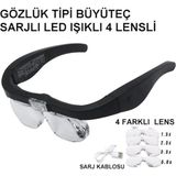 Özgürce Şarjlı Gözlük Büyüteç, 4 Farklı Lens, Hafif ve Kullanışlı Tasarım - Seçenek 1