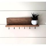Özgürce Şık Dekoratif Duvara Monteli Anahtar Askısı 40X10X7CM - Seçenek 1 - Ahşap - Ceviz