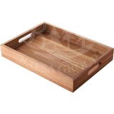 Özgürce Şık Dikdörtgen Büyük Servis Tepsisi 35X25CM, Çay ve Kahve Sunumu Için - Ahşap - Ceviz - Seçenek 1