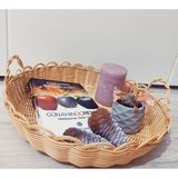 Özgürce Şık Hasır Bambu Rattan Dekoratif ve Havlu Sepeti Tepsi - Amber - Seçenek 1