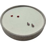 Özgürce Süet Kumaş Silindir Model 20X20 cm Batırmalı Küpe ve Piercing Tablası - Altın - Gri