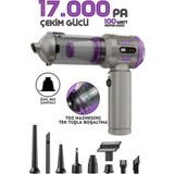Özgürce Ultra Güçlü 17000PA LED Göstergeli 100W Araç Içi Süpürge Mor Renk - Seçenek 1 - Cappuccino