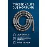 Özgürce Uzun ve Dayanıklı Krom Duş Spirali Hortumu 150CM, Şık Tasarım - Seçenek 1