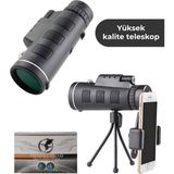 Özgürce Yüksek Çözünürlüklü Monoküler Teleskop, Tripod ve Telefon Tutucu ile - Ahşap - Seçenek 1