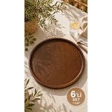 Özgürce Yuvarlak Ahşap Sunum Tepsisi 28 Cm, Doğal Servis Tabağı, Çoklu Set Seçeneği - Ahşap - Ceviz - Seçenek 1