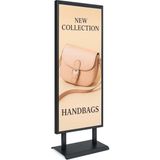 ÖzgürceSeç Çift Taraflı Saç Taban Kaldırım Reklam Panosu Ayaklı Poster Pano - Siyah - 50x140