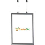 ÖzgürceSeç Çift Taraflı Tavan Askılı Poster Alüminyum Çerçeve 25MM - Gri - A4 (21x30)
