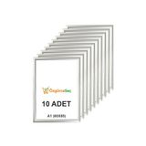 ÖzgürceSeç Gri Alüminyum Çerçeve Açılır Kapanır Gönye Köşe 25MM - 10 Adet - A1 (60X85)