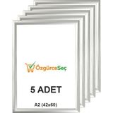 ÖzgürceSeç Gri Alüminyum Çerçeve Açılır Kapanır Gönye Köşe 25MM - 5 Adet - A2 (42x60)