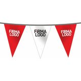 Özgüvenal Ipe Dizili Logo Baskılı Üçgen Süsleme Bayrağı Kırmızı Beyaz 100 Metre