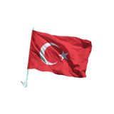 Özgüvenal Konvoy Bayrağı - Düğün - Oto Fors Türk Bayrağı Direkli 30x45 cm -