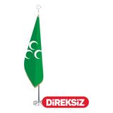 Özgüvenal Üç Hilal Yeşil Makam Bayrağı Telalı Simli 100 x 150 cm