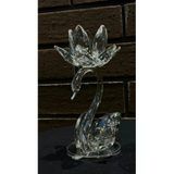 Ozk Atelier Dekoratif Kristal Cam Lotus Kuğulu Şamdan Gümüş