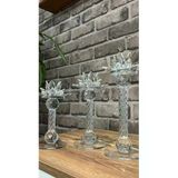 Ozk Atelier Dekoratif Kristal Cam Üçlü Lotuslu Mumluk Gold