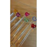 Ozk Atelier Kristal Cam 6’Lı Kalp Detaylı Mini Çay,Sunum Kaşığı