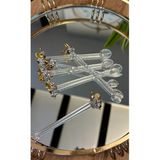 Ozk Atelier Kristal Cam 6’Lı Kuş Detaylı Mini Çay-Sunum Kaşığı Gold