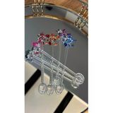 Ozk Atelier Kristal Cam 6’Lı Kuş Detaylı Mini Çay-Sunum Kaşığı Renkli