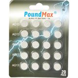 Ozka Concept 20 x Poundmax LR44 AG13 1,5 V Poundmax Alkalin Düğme Pil, Cıvasız, Sızdırmaz, Uzun Süreli Dayanıklı - Açık Mavi - 1 Adet