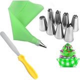 Ozka Concept 9 Parça Pasta Süsleme Seti, Krema Sıkma Torbası, Dekorasyon Duyu Spatula - 10 cm - 001-Renkli