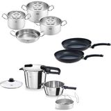 Ozka Concept Fissler Vitaquick Edition 6+3 Litre Düdüklü Tencere + Profi Tencere Tava Set - 00 Beyaz