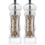 Ozka Concept Mithra Life 2 Li Büyük Boy 20 cm Akrilik Şeffaf Tuz Karabiber Değirmeni Beyaz MIT1257 - 00-Siyah - Beyaz