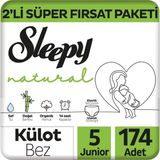Ozka Concept Sleepy 2'li Fırsat Paketi Külot Bez 5 Numara Junior 174 Adet - 0 - 1 Yaş - 00-Siyah - Beyaz