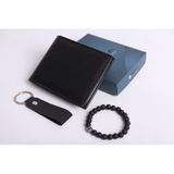 Ozka Leather Collection Kişiye Özel Erkek Cüzdan - Anahtarlık Ve Bileklik Hediye Siyah