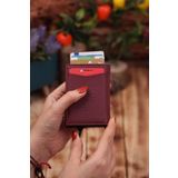 Ozka Leather Collection Suni Deri Mekanizmalı Vegan Deri Kartlık Cüzdan Portföy Bordo