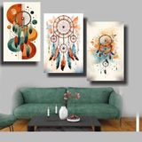 Özkacar Group 3 Lü Tasarım Rüya Kapanı Ev Duvar Salon Güzellik Salonu Ofis Dükkan Dekarasyon Kanvas Tablo - Çok Renkli - 50 x 70