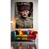 Özkacar Group Atatürk Portre Ev Duvar Salon Güzellik Salonu Ofis Dükkan Dekarasyon Kanvas Tablo - 1BW-Beyaz - 30 x 40