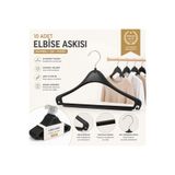 ÖZKAHRA TEKSTİL 10 Adet Siyah Plastik Dayanıklı Askı – Günlük Kullanım & Gelinlik Elbise Askılığı