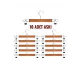 ÖZKAHRA TEKSTİL Ahşap Plastik Askı Mandallı , etek, kıyafet askısı 1. kalite Lüks pantolon askısı 12 Adet