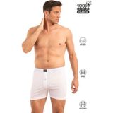 Özkan 0041 Erkek Şardonlu Pamuklu Düğmeli Penye Boxer - Beyaz