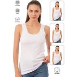 Özkan 0111 3'lü Paket Kadın Pamuklu Ribana Esnek Kalın Askılı Atlet - 2XL - Beyaz