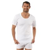 Özkan 0115 6'lı Paket Erkek%100 Pamuk Ribana Kumaş Esnek Rahat Geniş Yaka Kısa Kollu Fanila Atlet BEYAZ