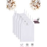 Özkan 0806 5'li Paket Kız Çocuk %100 Pamuklu Ribana Esnek Rahat Yakası Dantelli İp Askılı Atlet - Beyaz - 1 - 2 Yaş
