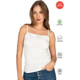 Özkan 2041 Kadın Premium Kumaş Viskon Yakası Saten Detaylı Esnek Yumuşak Ince Askılı Atlet - XL - Ekru