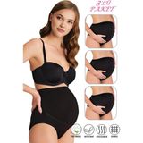 Özkan 23582 3'lü Paket Kadın Siyah Rengi Pamuklu Likralı Süprem Hamile Lohusa Yüksek Bel Bato Külot - 2XL