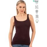 Özkan 25493 Kadın Premium Kumaş Modal Pamuklu Likralı Tül Biyeli Kalın Askılı Atlet - Bordo - 2XL