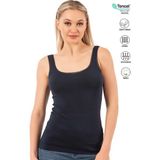 Özkan 25493 Kadın Premium Kumaş Modal Pamuklu Likralı Tül Biyeli Kalın Askılı Atlet - Lacivert - 2XL
