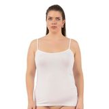 Özkan 25923 3'lü Paket Kadın Viskon İp Askılı Biyeli Yumuşak İnce Askılı Büyük Geniş Beden Atlet Beyaz 3