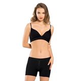 Özkan 25993 Kadın Pamuklu İnce Askılı Dolgusuz Balensiz Sütyen Bralet Boxer Takım SİYAH