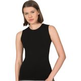 Özkan 26061 Kadın Pamuklu Sıfır Kol Bisiklet Yaka Body - Siyah - 2XL