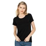 Özkan 26976 Kadın Premium Yumuşak Rahat Kumaş Viskon Bisiklet Yaka Kısa Kollu Örme T-Shirt SİYAH