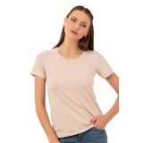 Özkan 26976 Kadın Premium Yumuşak Rahat Kumaş Viskon Bisiklet Yaka Kısa Kollu Örme T-Shirt TAŞ