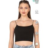 Özkan 27370 Kadın Modal Pamuklu Likralı Esnek Rahat Vücuda Oturan Spagetti Askılı Örme Crop Atlet - Siyah