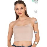Özkan 27370 Kadın Modal Pamuklu Likralı Esnek Rahat Vücuda Oturan Spagetti Askılı Örme Crop Atlet - Taş