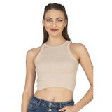 Özkan 27425 Kadın Pamuklu Kaşkorse Fitilli Halter Yaka Esnek Rahat Geniş Biyeli Crop Atlet Büstiyer