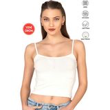 Özkan 27434 Kadın Viskon Kaşkorse Esnek Rahat Ayarlanabilir Ip Askılı Crop Atlet Büstiyer - XL - Ekru